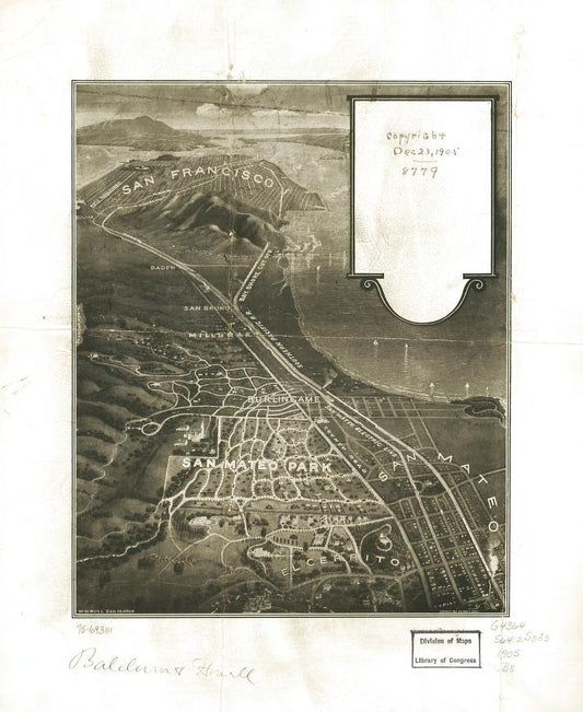 [San Mateo Park. (1905) – Historic Bird’s-Eye View Panorama Print