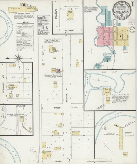 Sanborn Fire Insurance Map from Grantsburg, Burnett County, Wisconsin (1902), Sheet #0001 - Complete Map Set gallery image, historic Sanborn map, vintage wall art, Wisconsin Wisconsin