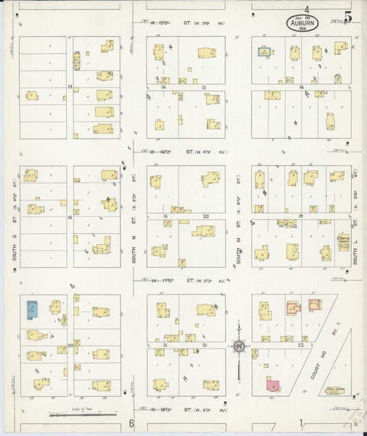 Sanborn Fire Insurance Map from Auburn, Nemaha County, Nebraska (1913), Sheet #0005 - Historic Sanborn Fire Insurance Map Print, vintage old map wall art, antique decor, genealogy gift, Nebraska Nebraska map