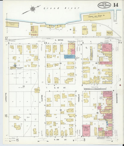 Sanborn Fire Insurance Map from Grand Haven, Ottawa County, Michigan (1912), Sheet #0014 - Complete Map Set gallery image, historic Sanborn map, vintage wall art, Michigan Michigan