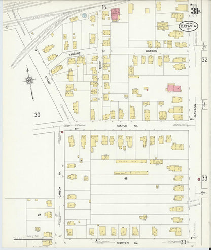 Sanborn Fire Insurance Map from Batavia, Genesee County, New York (1912), Sheet #0031 - Complete Map Set gallery image, historic Sanborn map, vintage wall art, New York New York