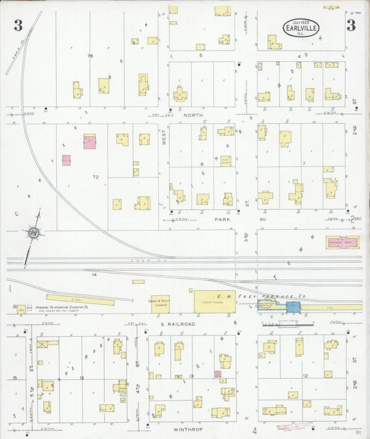 Sanborn Fire Insurance Map from Earlville, La Salle County, Illinois (1929), Sheet #0003 - Historic Sanborn Fire Insurance Map Print, vintage old map wall art, antique decor, genealogy gift, Illinois Illinois map