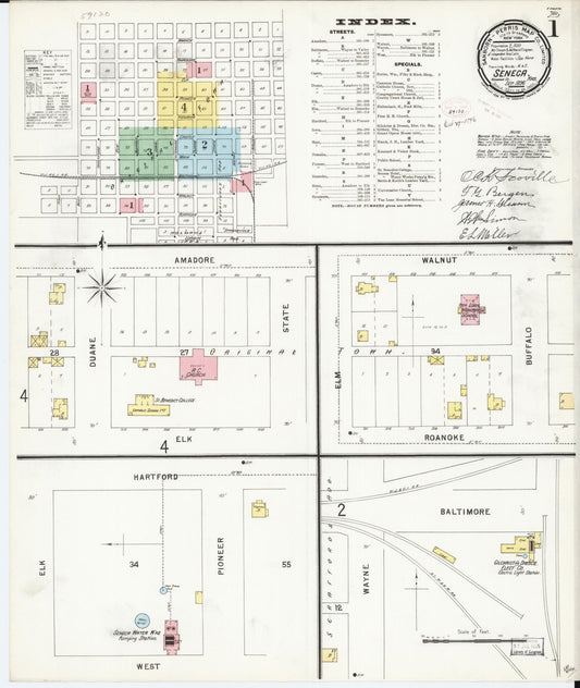 Sanborn Fire Insurance Map from Seneca, Nemaha County, Kansas (1896), Sheet #0001 - Complete Map Set gallery image, historic Sanborn map, vintage wall art, Kansas Kansas