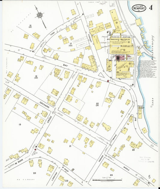 Sanborn Fire Insurance Map from Newport, Orleans County, Vermont (1919), Sheet #0004 - Historic Sanborn Fire Insurance Map Print, vintage old map wall art, antique decor, genealogy gift, Vermont Vermont map