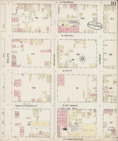 Sanborn Fire Insurance Map from Alexandria, Independent Cities, Virginia (1885), Sheet #0010 - Complete Map Set gallery image, historic Sanborn map, vintage wall art, Virginia Virginia