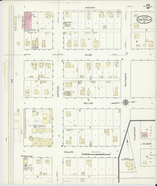 Sanborn Fire Insurance Map from Centralia, Boone County, Missouri (1914), Sheet #0002 - Historic Sanborn Fire Insurance Map Print, vintage old map wall art, antique decor, genealogy gift, Missouri Missouri map
