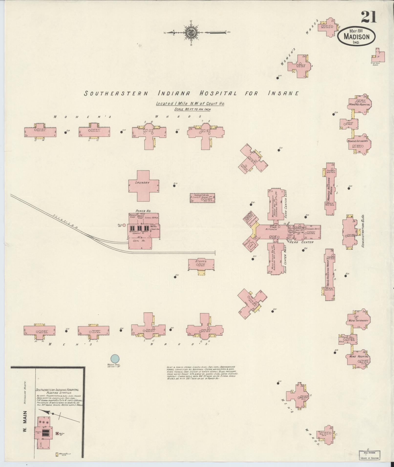 Sanborn Fire Insurance Map from Madison, Jefferson County, Indiana (1911), Sheet #0021 - Complete Map Set gallery image, historic Sanborn map, vintage wall art, Indiana Indiana