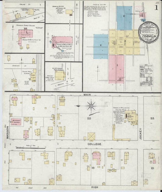 Sanborn Fire Insurance Map from Franklin, Simpson County, Kentucky (1892), Sheet #0001 - Historic Sanborn Fire Insurance Map Print, vintage old map wall art, antique decor, genealogy gift, Kentucky Kentucky map