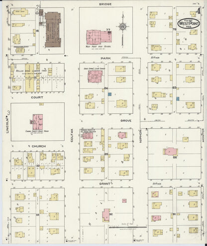 Sanborn Fire Insurance Map from West Point, Cuming County, Nebraska (1921), Sheet #0004 - Complete Map Set gallery image, historic Sanborn map, vintage wall art, Nebraska Nebraska
