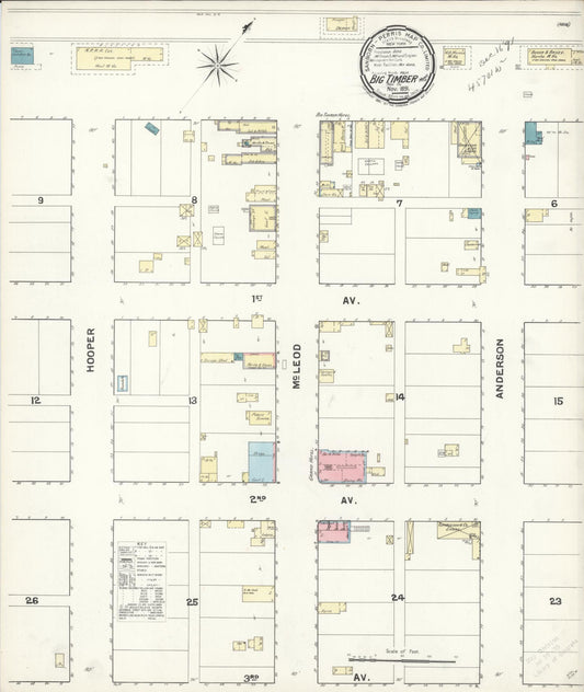 Sanborn Fire Insurance Map from Big Timber, Sweet Grass County, Montana. (1891) – Historic Sanborn Fire Insurance Map Print