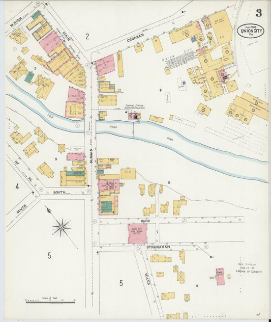 Sanborn Fire Insurance Map from Union City, Erie County, Pennsylvania (1905), Sheet #0003 - Historic Sanborn Fire Insurance Map Print, vintage old map wall art, antique decor, genealogy gift, Pennsylvania Pennsylvania map