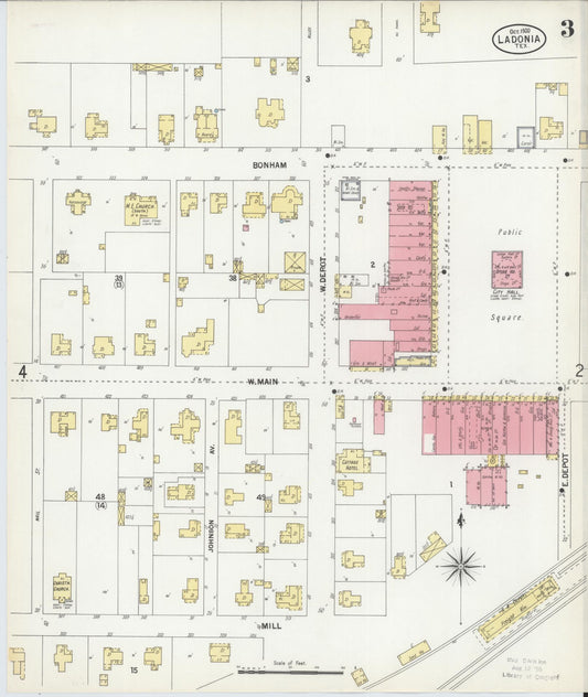 Sanborn Fire Insurance Map from Ladonia, Fannin County, Texas (1900), Sheet #0003 - Historic Sanborn Fire Insurance Map Print, vintage old map wall art, antique decor, genealogy gift, Texas Texas map
