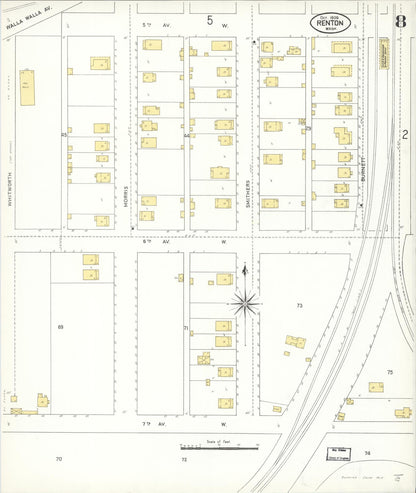 Sanborn Fire Insurance Map from Renton, King County, Washington (1909), Sheet #0008 - Complete Map Set gallery image, historic Sanborn map, vintage wall art, Washington Washington