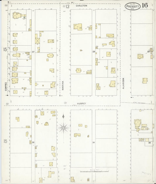 Sanborn Fire Insurance Map from Prescott, Yavapai County, Arizona (1901), Sheet #0016 - Historic Sanborn Fire Insurance Map Print, vintage old map wall art, antique decor, genealogy gift, Arizona Arizona map
