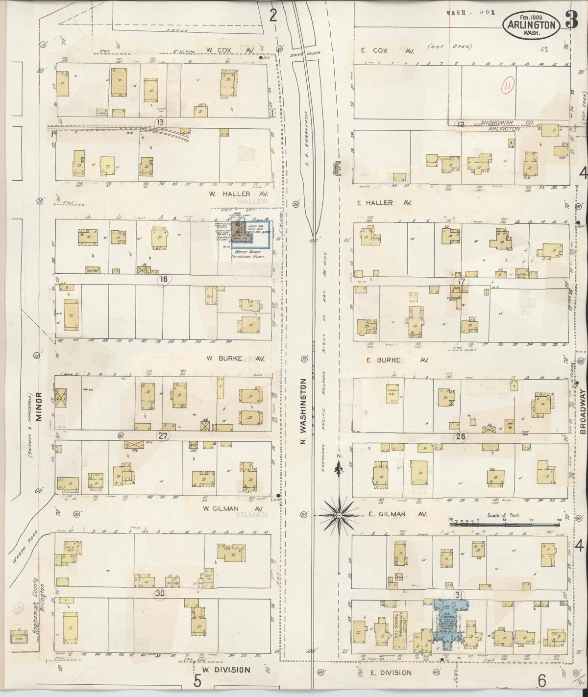 Sanborn Fire Insurance Map from Arlington, Snohomish County, Washington (1940), Sheet #0003 - Complete Map Set gallery image, historic Sanborn map, vintage wall art, Washington Washington
