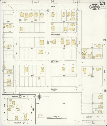 Sanborn Fire Insurance Map from Vancouver, Clark County, Washington (1911), Sheet #0023 - Complete Map Set gallery image, historic Sanborn map, vintage wall art, Washington Washington