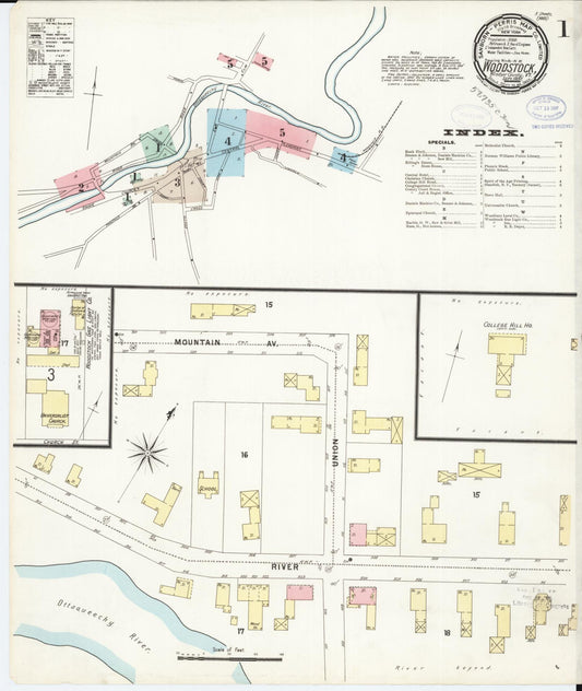 Sanborn Fire Insurance Map from Woodstock, Windsor County, Vermont (1897), Sheet #0001 - Complete Map Set gallery image, historic Sanborn map, vintage wall art, Vermont Vermont