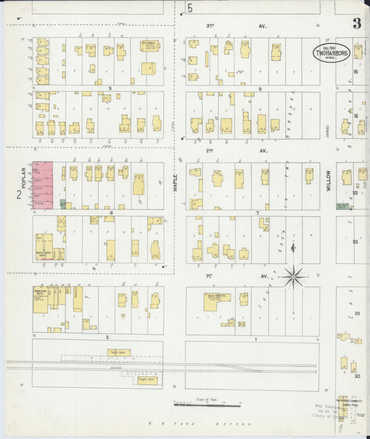 Sanborn Fire Insurance Map from Two Harbors, Lake County, Minnesota (1901), Sheet #0003 - Historic Sanborn Fire Insurance Map Print, vintage old map wall art, antique decor, genealogy gift, Minnesota Minnesota map