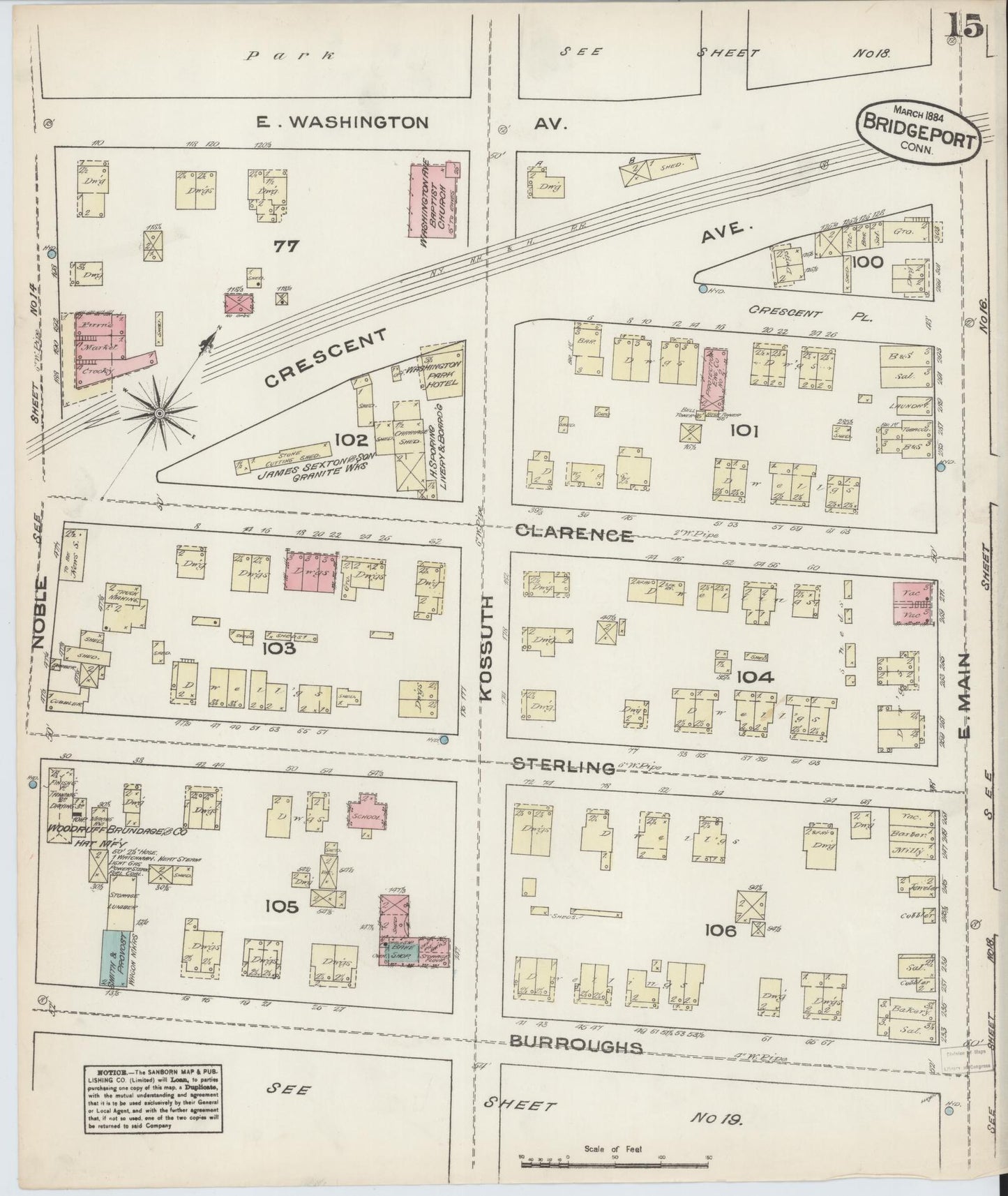 Sanborn Fire Insurance Map from Bridgeport, Fairfield County, Connecticut (1884), Sheet #0015 - Complete Map Set gallery image, historic Sanborn map, vintage wall art, Connecticut Connecticut