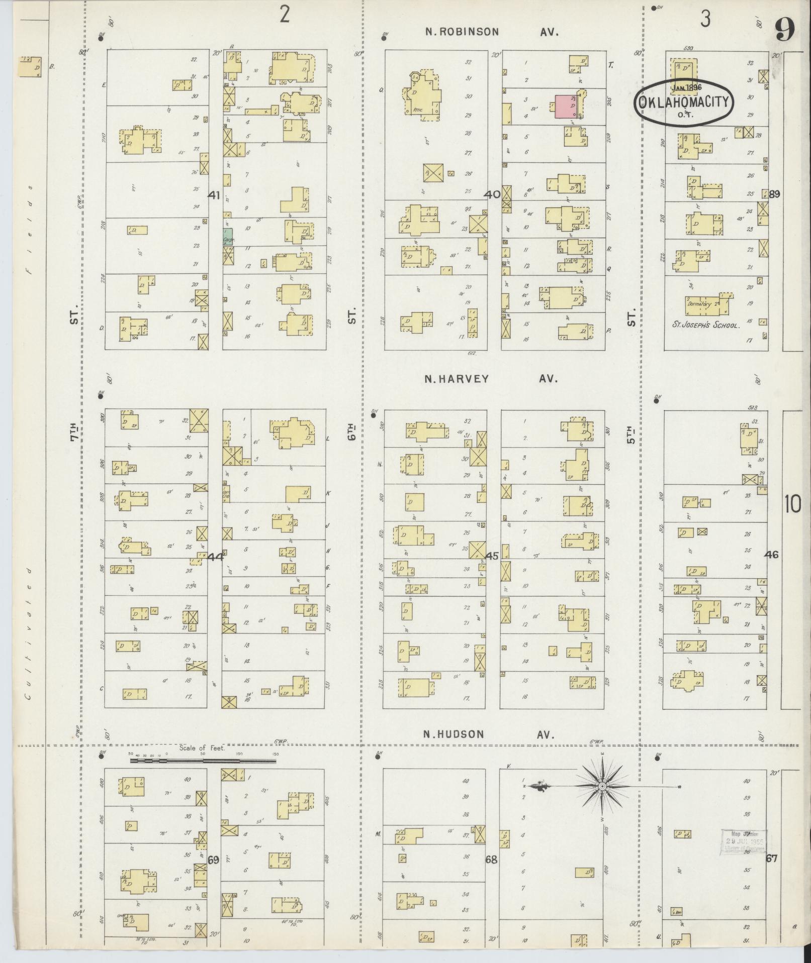 Sanborn Fire Insurance Map from Oklahoma City, Oklahoma County, Oklahoma (1896), Sheet #0009 - Complete Map Set gallery image, historic Sanborn map, vintage wall art, Oklahoma City Oklahoma