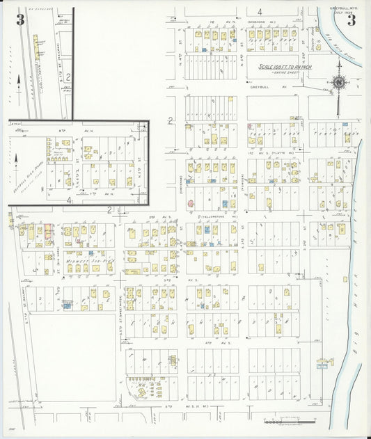 Sanborn Fire Insurance Map from Greybull, Big Horn County, Wyoming (1939), Sheet #0003 - Historic Sanborn Fire Insurance Map Print, vintage old map wall art, antique decor, genealogy gift, Wyoming Wyoming map