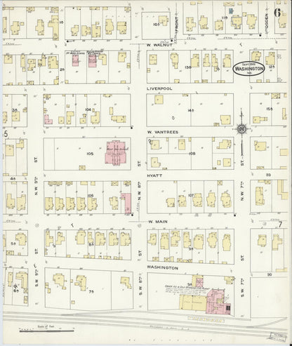 Sanborn Fire Insurance Map from Washington, Daviess County, Indiana (1909), Sheet #0006 - Complete Map Set gallery image, historic Sanborn map, vintage wall art, Indiana Indiana