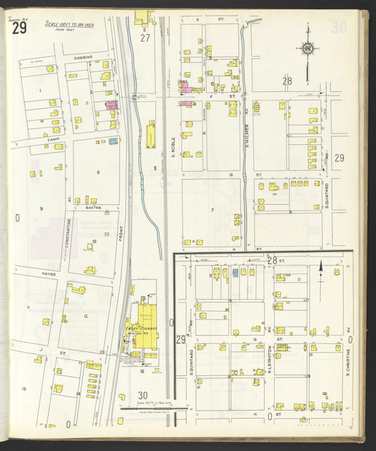 Sanborn Fire Insurance Map from Anniston, Calhoun County, Alabama (1925), Sheet #0029 - Historic Sanborn Fire Insurance Map Print, vintage old map wall art, antique decor, genealogy gift, Alabama Alabama map