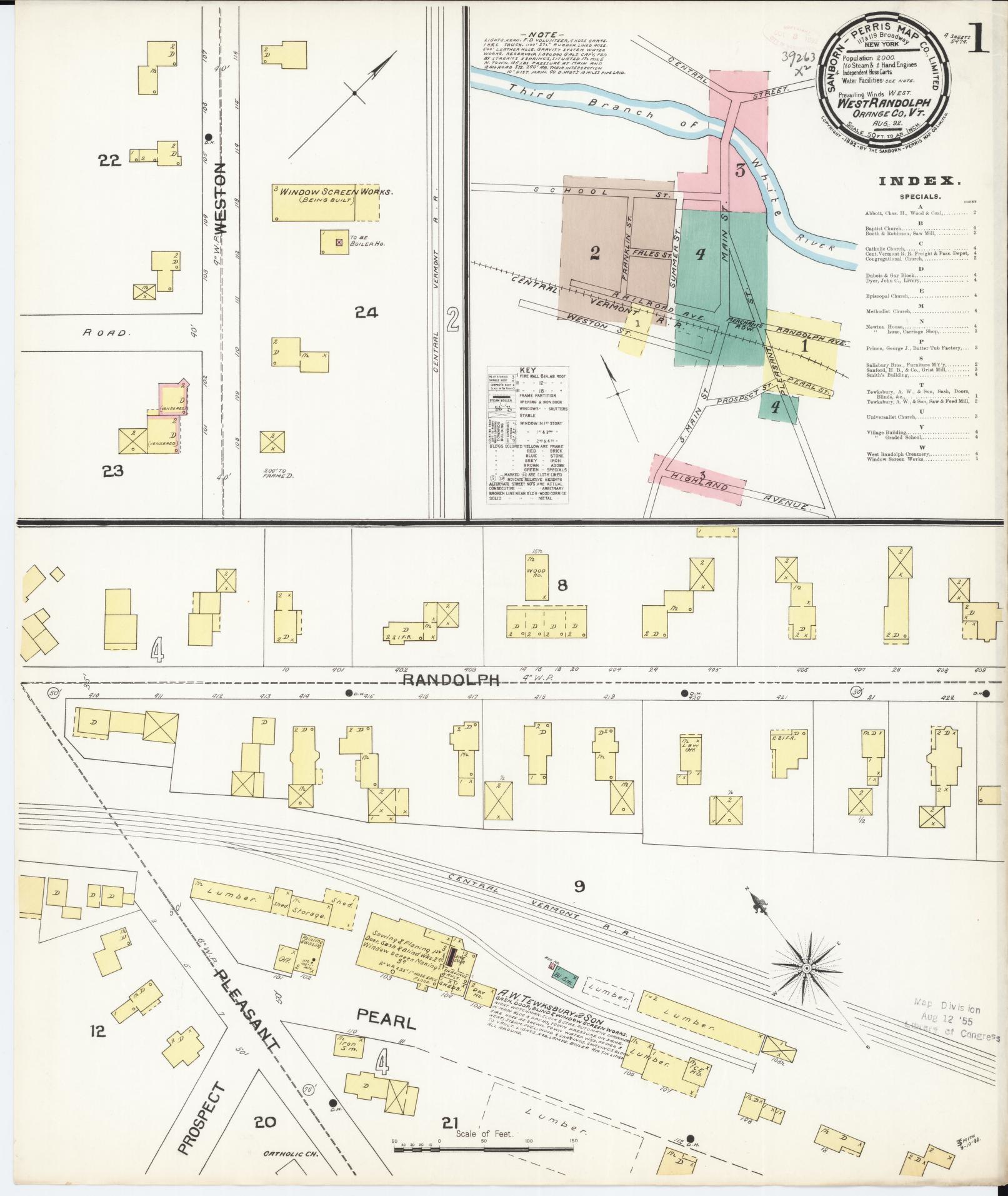 Sanborn Fire Insurance Map from West Randolph, Orange County, Vermont. (1892) – Historic Sanborn Fire Insurance Map Print