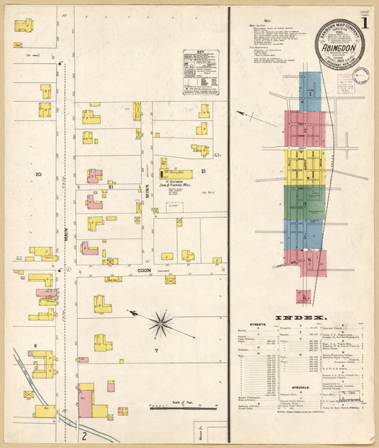 Sanborn Fire Insurance Map from Abingdon, Washington County, Virginia (1902), Sheet #0001 - Historic Sanborn Fire Insurance Map Print, vintage old map wall art, antique decor, genealogy gift, Virginia Virginia map