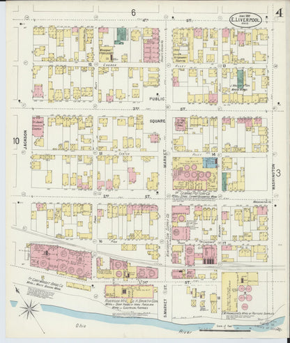 Sanborn Fire Insurance Map from East Liverpool, Columbiana County, Ohio (1897), Sheet #0004 - Historic Sanborn Fire Insurance Map Print, vintage old map wall art, antique decor, genealogy gift, Ohio Ohio map