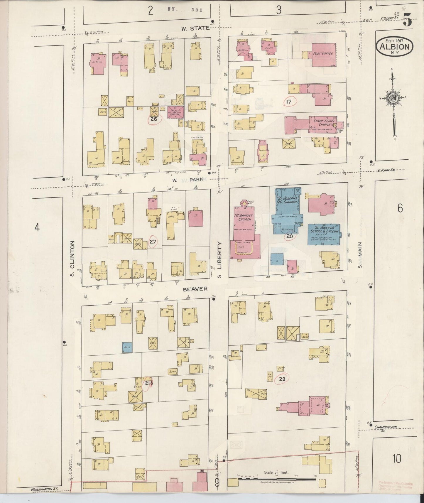 Sanborn Fire Insurance Map from Albion, Orleans County, New York (1941), Sheet #0005 - Complete Map Set gallery image, historic Sanborn map, vintage wall art, New York New York
