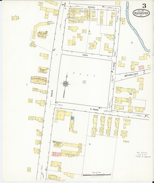 Sanborn Fire Insurance Map from Rochester, Windsor County, Vermont (1917), Sheet #0003 - Historic Sanborn Fire Insurance Map Print, vintage old map wall art, antique decor, genealogy gift, Vermont Vermont map