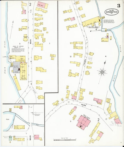 Sanborn Fire Insurance Map from Springfield, Windsor County, Vermont (1900), Sheet #0003 - Complete Map Set gallery image, historic Sanborn map, vintage wall art, Vermont Vermont