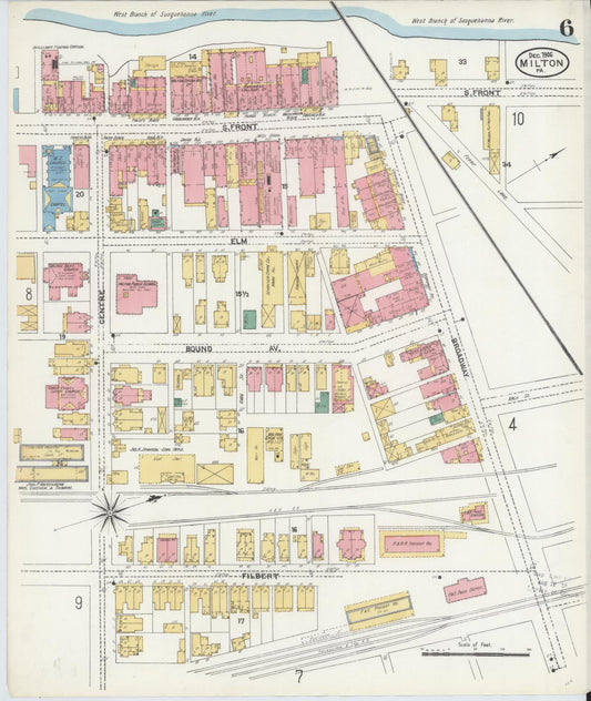 Sanborn Fire Insurance Map from Milton, Northumberland County, Pennsylvania (1906), Sheet #0006 - Historic Sanborn Fire Insurance Map Print, vintage old map wall art, antique decor, genealogy gift, Pennsylvania Pennsylvania map