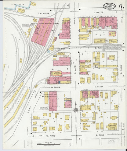 Sanborn Fire Insurance Map from Boyne City, Charlevoix County, Michigan (1919), Sheet #0006 - Complete Map Set gallery image, historic Sanborn map, vintage wall art, Michigan Michigan