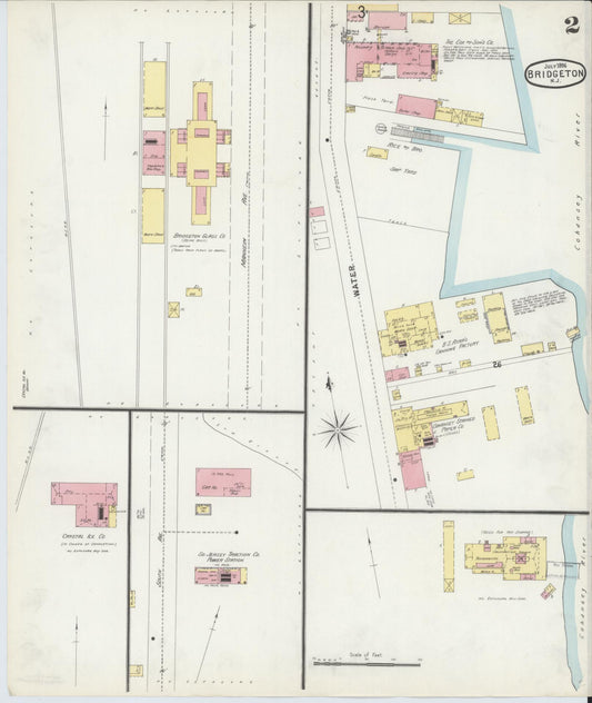 Sanborn Fire Insurance Map from Bridgeton, Cumberland County, New Jersey (1896), Sheet #0002 - Historic Sanborn Fire Insurance Map Print, vintage old map wall art, antique decor, genealogy gift, New Jersey New Jersey map