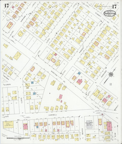 Sanborn Fire Insurance Map from Barberton, Summit County, Ohio (1927), Sheet #0017 - Complete Map Set gallery image, historic Sanborn map, vintage wall art, Ohio Ohio