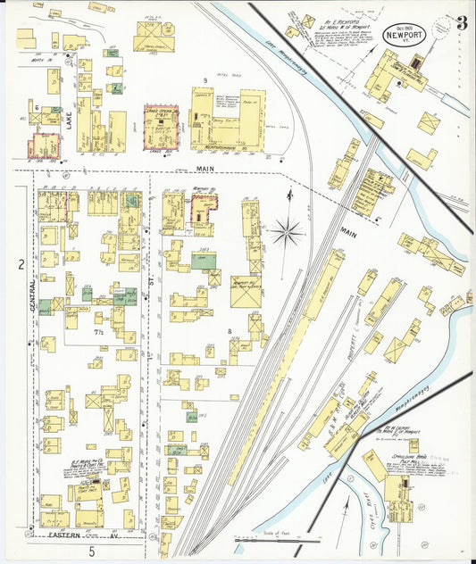 Sanborn Fire Insurance Map from Newport, Orleans County, Vermont (1900), Sheet #0003 - Historic Sanborn Fire Insurance Map Print, vintage old map wall art, antique decor, genealogy gift, Vermont Vermont map