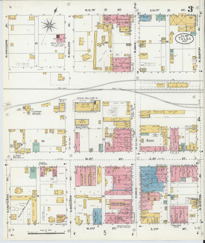 Sanborn Fire Insurance Map from Tulsa, Tulsa County, Oklahoma (1905), Sheet #0003 - Complete Map Set gallery image, historic Sanborn map, vintage wall art, Oklahoma Oklahoma