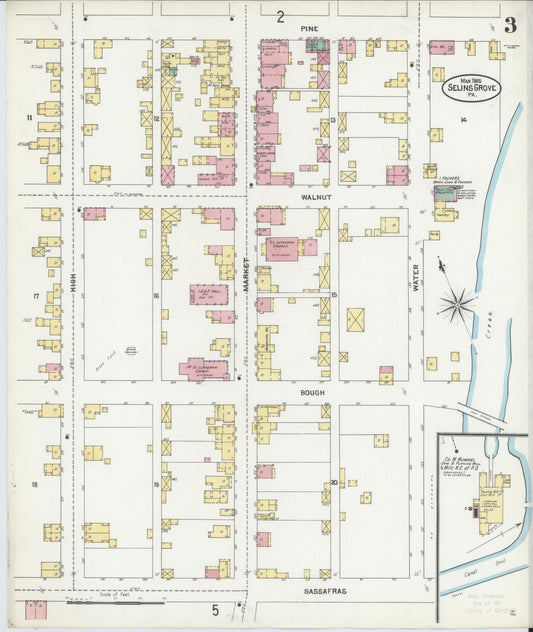 Sanborn Fire Insurance Map from Selins Grove, Snyder County, Pennsylvania (1905), Sheet #0003 - Historic Sanborn Fire Insurance Map Print, vintage old map wall art, antique decor, genealogy gift, Pennsylvania Pennsylvania map
