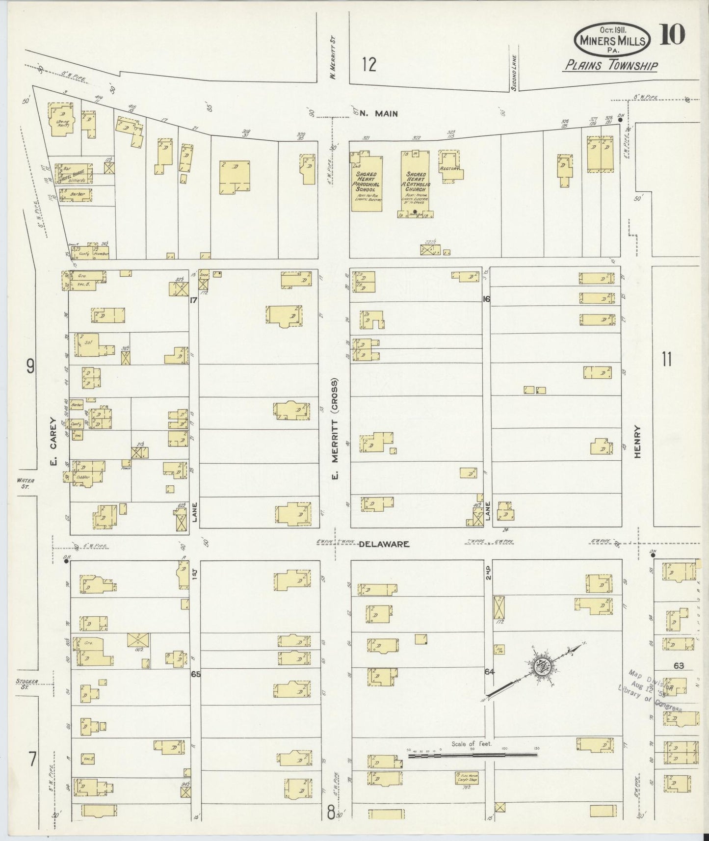 Sanborn Fire Insurance Map from Miners Mills, Luzerne County, Pennsylvania (1911), Sheet #0010 - Historic Sanborn Fire Insurance Map Print, vintage old map wall art, antique decor, genealogy gift, Pennsylvania Pennsylvania map