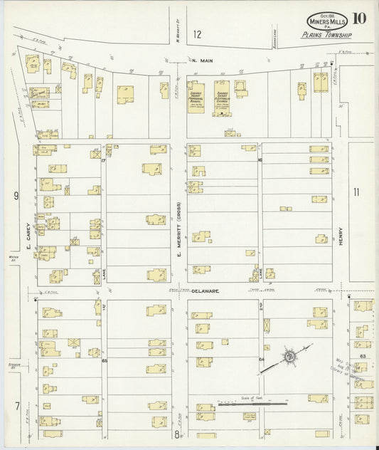 Sanborn Fire Insurance Map from Miners Mills, Luzerne County, Pennsylvania (1911), Sheet #0010 - Historic Sanborn Fire Insurance Map Print, vintage old map wall art, antique decor, genealogy gift, Pennsylvania Pennsylvania map