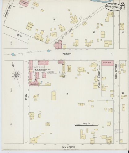 Sanborn Fire Insurance Map from Fayetteville, Cumberland County, North Carolina (1891), Sheet #0002 - Complete Map Set gallery image, historic Sanborn map, vintage wall art, North Carolina North Carolina