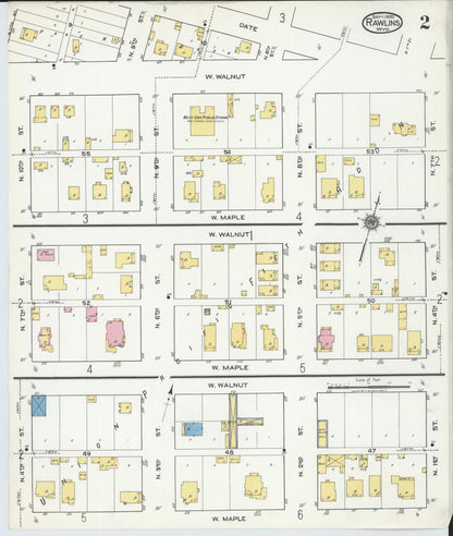 Sanborn Fire Insurance Map from Rawlins, Carbon County, Wyoming (1920), Sheet #0002 - Complete Map Set gallery image, historic Sanborn map, vintage wall art, Wyoming Wyoming