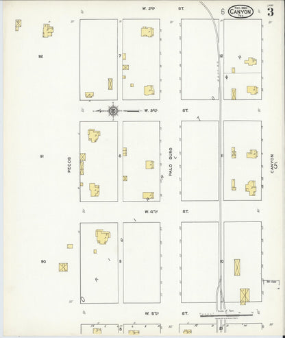 Sanborn Fire Insurance Map from Canyon, Randall County, Texas (1920), Sheet #0003 - Historic Sanborn Fire Insurance Map Print, vintage old map wall art, antique decor, genealogy gift, Texas Texas map