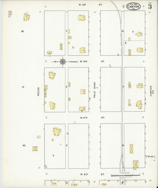 Sanborn Fire Insurance Map from Canyon, Randall County, Texas (1920), Sheet #0003 - Historic Sanborn Fire Insurance Map Print, vintage old map wall art, antique decor, genealogy gift, Texas Texas map