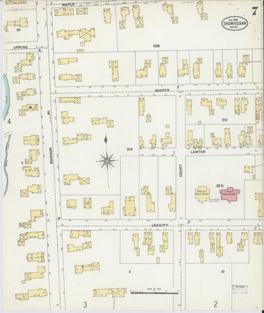 Sanborn Fire Insurance Map from Skowhegan, Somerset County, Maine (1903), Sheet #0007 - Historic Sanborn Fire Insurance Map Print, vintage old map wall art, antique decor, genealogy gift, Maine Maine map