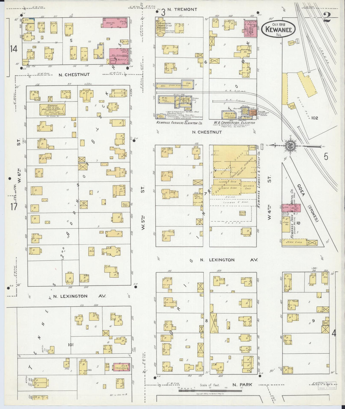 Sanborn Fire Insurance Map from Kewanee, Henry County, Illinois (1918), Sheet #0002 - Complete Map Set gallery image, historic Sanborn map, vintage wall art, Illinois Illinois