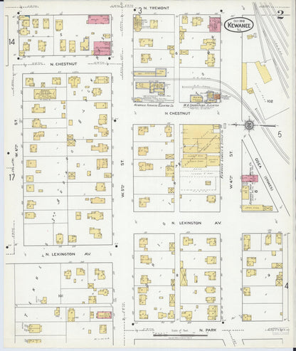 Sanborn Fire Insurance Map from Kewanee, Henry County, Illinois (1918), Sheet #0002 - Complete Map Set gallery image, historic Sanborn map, vintage wall art, Illinois Illinois
