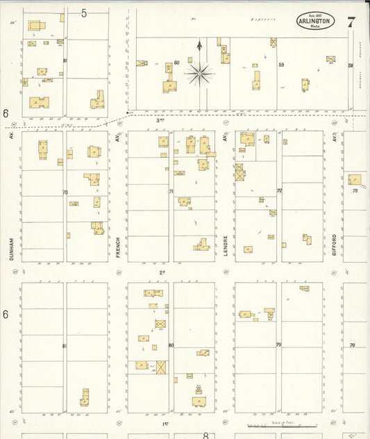 Sanborn Fire Insurance Map from Arlington, Snohomish County, Washington (1905), Sheet #0007 - Historic Sanborn Fire Insurance Map Print, vintage old map wall art, antique decor, genealogy gift, Washington Washington map